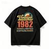 Vintage 1982 Sunset Palm Tree Retro Print Unisex Cotton T Shirt Birthday Gift Casual Loose Short Sleeve Graphic Tee
