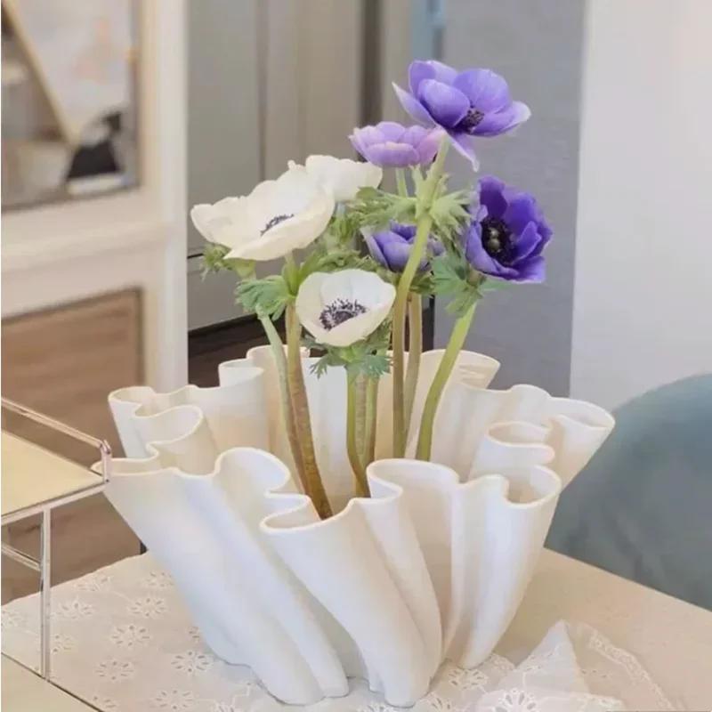 3D Printed Ceramic Vase, Nordic Home Design, Flower Pot, Living Room and Dining Table Decoration, Flower Arrangement Container