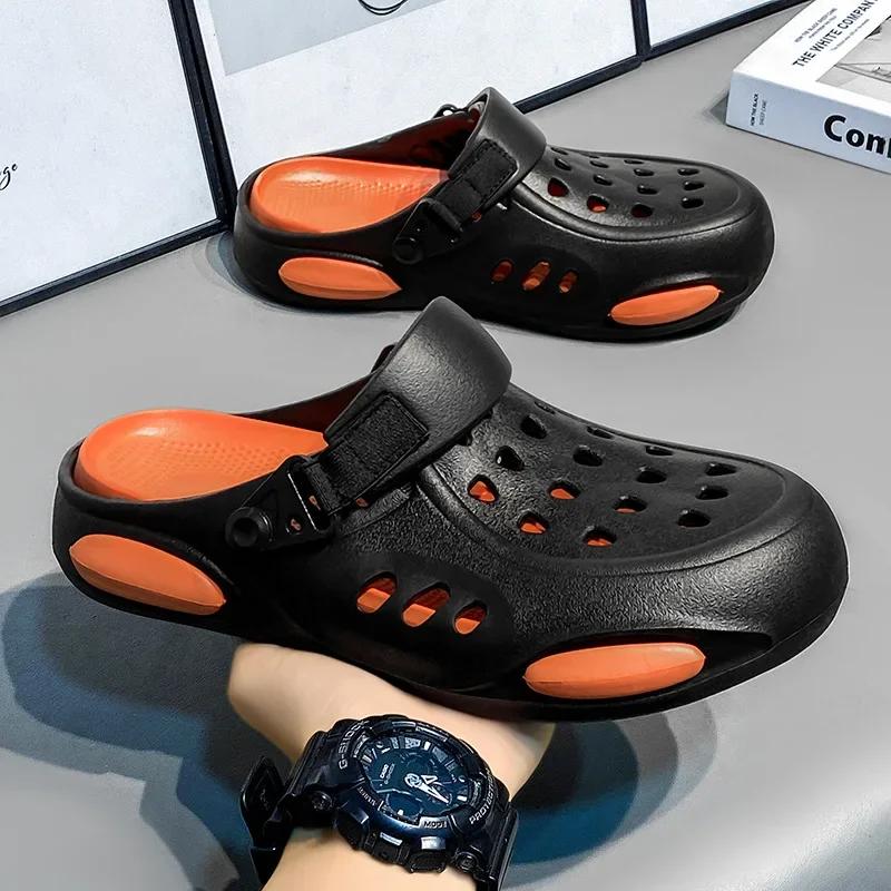 

WHOHOLL 2024 Мужская мода летние шлепанцы толстая подошва EVA тапочки нескользящие женская мужская обувь комфорт подходит для улицы и дома 38-39 оранжевый