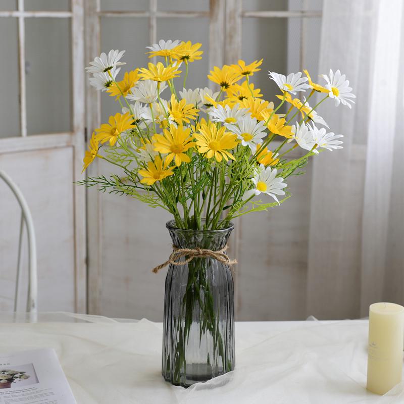 5-Head Daisy Chamomile Silk Fake Flowers for Home Decor