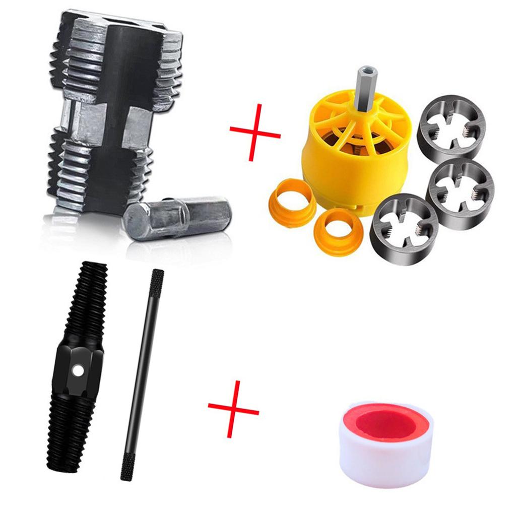 Electric Drill Compatible Pipe Threading Tool Set PVC Pipe Threader Kit with Various Die Size for Efficient Plumbing