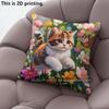 Floral Kitten Print Throw Pillow Covers Pattern Cushion Cover Suitable For Sofa Bedroom Car Pillow Cover