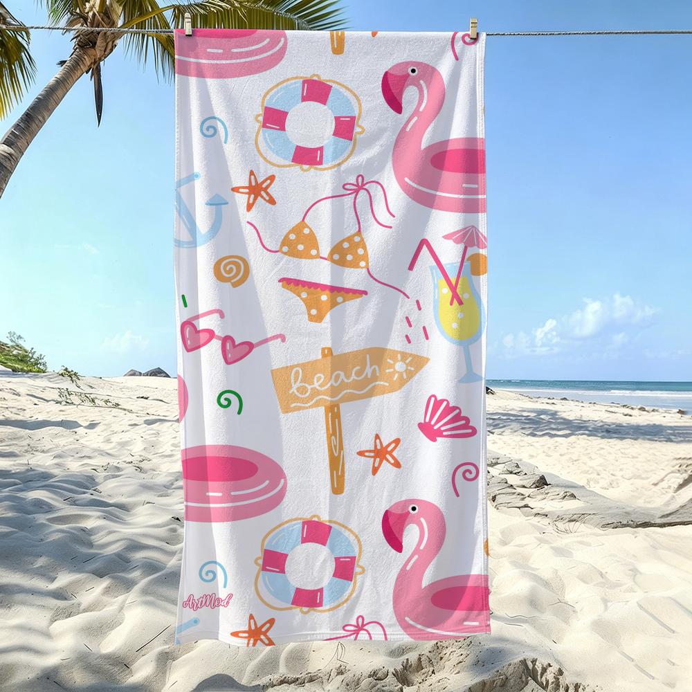 Bird F-Flamingos Towel Kids Microfiber Quick Dry Sandproof Towel, Boys Girls Summer Pool Beach Swim Towel
