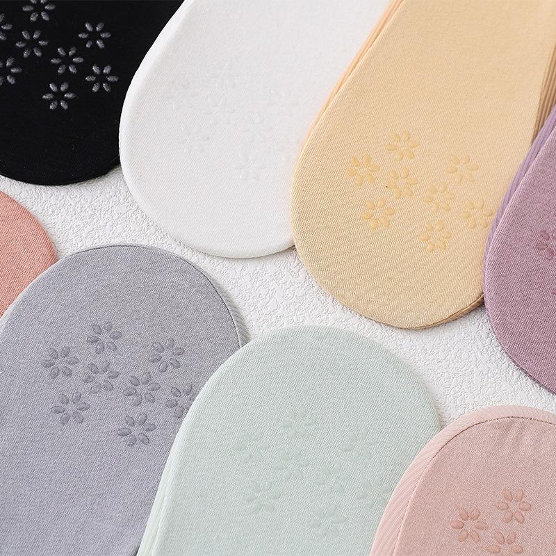 Damen Sommer Neu Rundmaul Einfarbig Leichter Mund Dünner Rand Unsichtbare Rutschfeste Socken