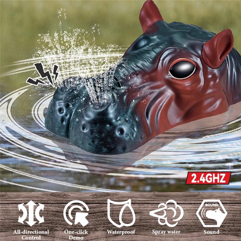Non-Toxic Rc Boat Simulation Hippo Remote Control Toy Waterproof Electric Water Animal Cool Outdoor Swimming Pool Children'S Toys For Kids