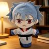Gintama Sakata Gintoki Mini Baumwoll-Plüsch Handpuppe Hellblaue Haare Samurai Chibi Puppe Weiches Kuscheltier Anime Fans Sammlerstück Rucksack Dekoration Geschenk