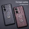 Genuine Leather Crocodile Pattern Case for iQOO Z8/Z7 - Full Package Protective Cover with Bracket.