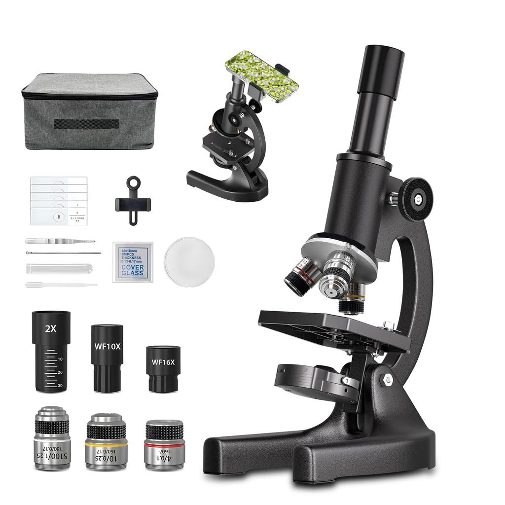 Microscope Set for Elementary School Junior High School and High School Instructions Summer Vacation Independent Research Specimens Easy to Elementary