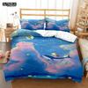 Whales And Girls Digital Print Polyester Bedding Sets Child Covers Duvet Cover Set For Teens Bedding Set Blue And Pink Covers