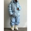 Women Loose Drawstring Striped Warm Thick Hooded Winter Puffer Coat