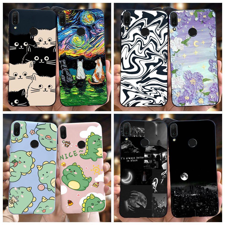 For Huawei Y9 2019 Case JKM-LX2 JKM-LX3 Cover Cute Cat Heart Dinosaur Capa Soft Slim Coque For Huawei Y9 Prime 2019 STK-L21 Case