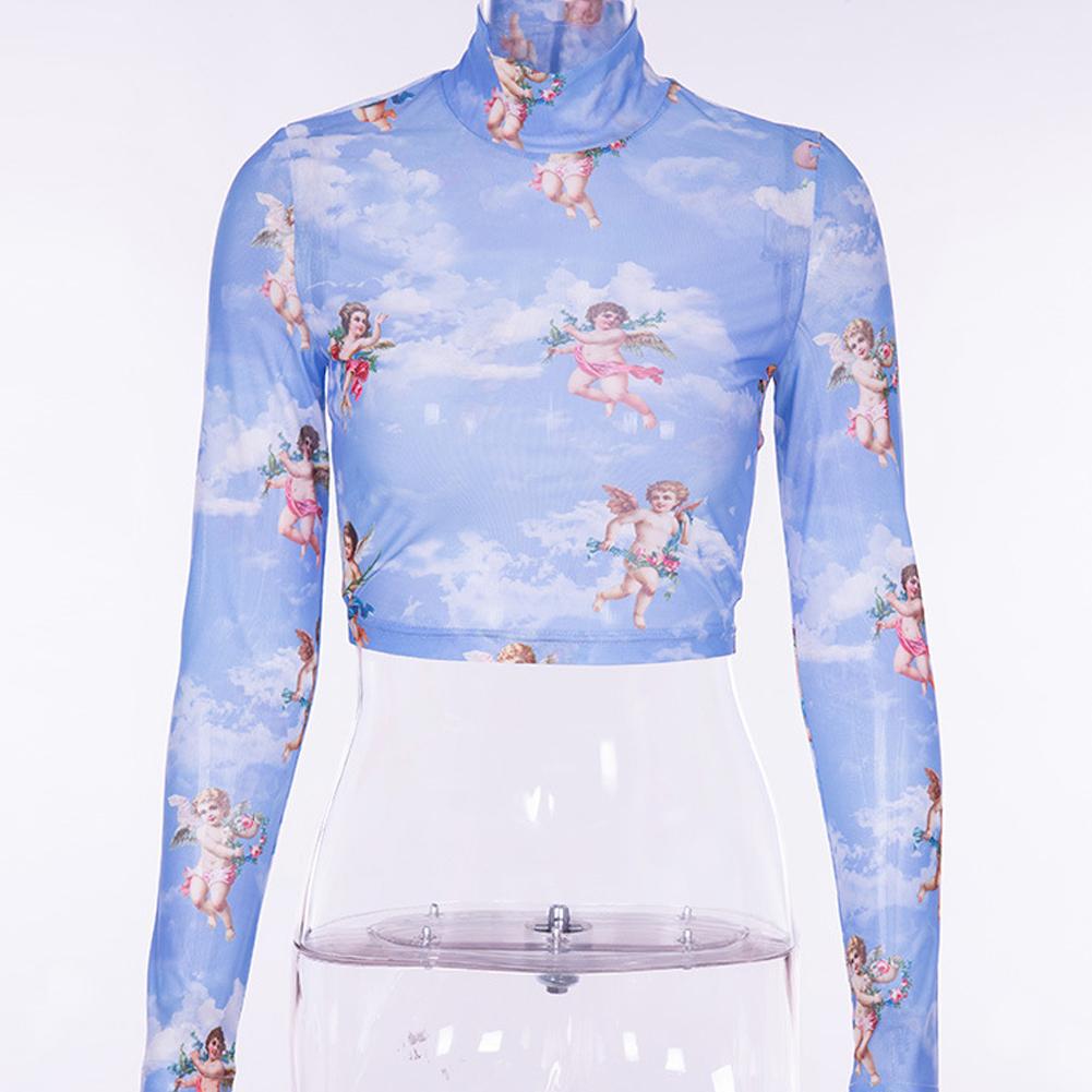 Tees Angel Printed Summer Mesh Tops 