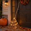 Rustic Farmhouse Fall Decorations 5.5 Ft Giant Light-up Witch Broom, Vintage Twig Broom with String Light, Charming Themed Party Supplies Decoration