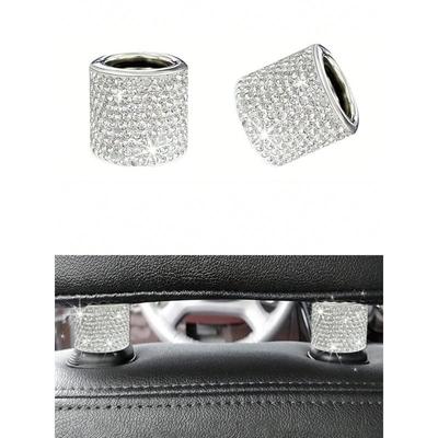 Set da 2 pezzi Anelli Decorativi per Poggiatesta Auto con Strass, Anelli Decorativi Connettori Universali per Sedile