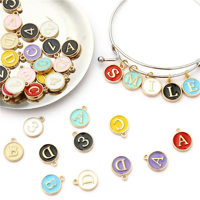 26Pcs A-Z English Letters Alloy Enamel Pendants Number Alphabet Charms For DIY Bracelet Necklace Jewelry Making Accessories