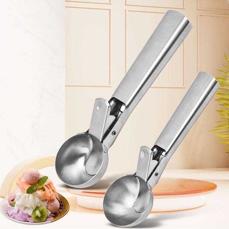 Ice Cream Scoop Kitchen Gadgets Stainless Steel Melon Baller Trigger Ice Cream Scoop Multifunctional Scoop Kitchen Supplies TMZ
