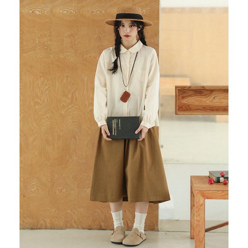 2026 Spring Japanese Retro High Waist A-line Midi Skirt for Women