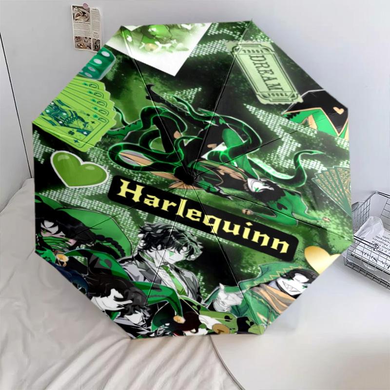 Green Jester Collage Automatic Umbrella - Suitable Travel Outdoor Portable Umbrella Birthday Gift Daily Essentials