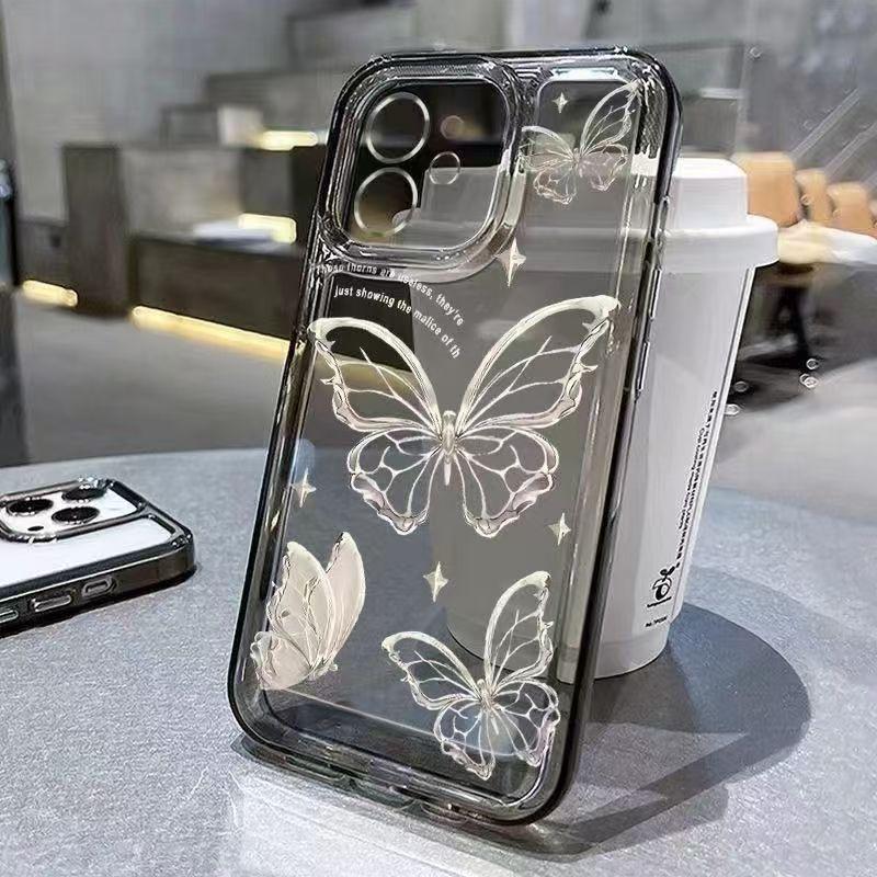 

Ударопрочный блестящий чехол-бабочка для телефона: Подходит для Apple iPhone 17, 16, 15, 14, 13, X iPhone 7/8/SE2