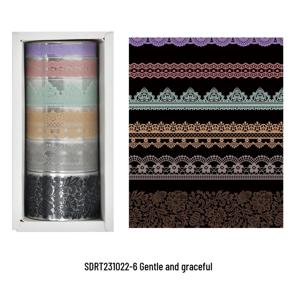 Transparent Die-Cut Lace Tape: Retro Collage Stickers, Waterproof PET, Artistic Journaling Roll.