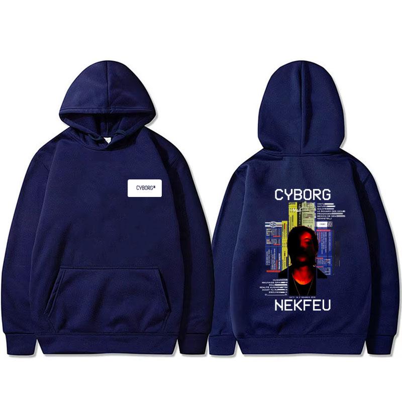 Felpa con cappuccio grafica da rapper Nekfeu Cyborg Uomo Donna Hip Hop Moda Musica Pop Pullover Maschile Casual Vintage Felpa con cappuccio in pile