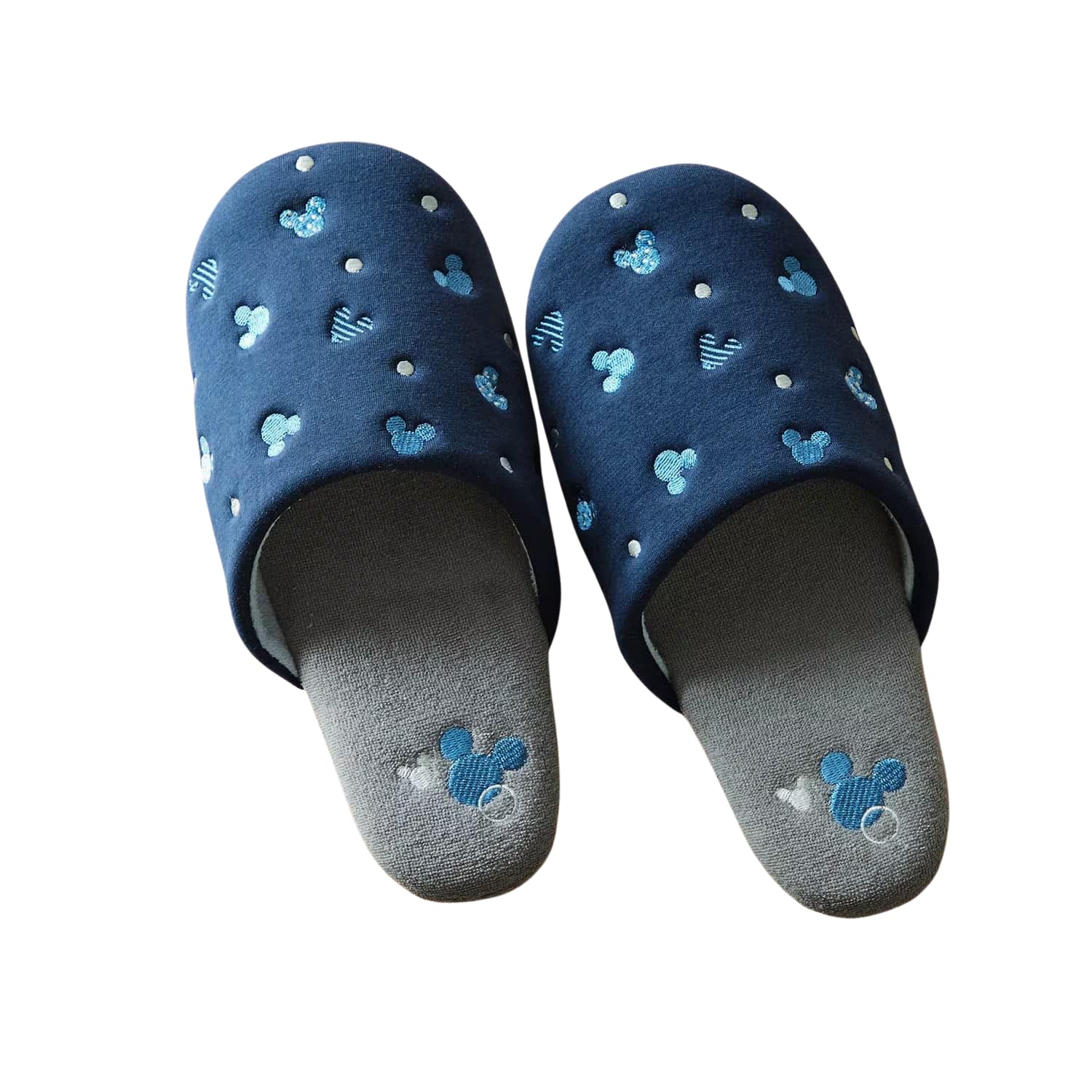 Disney Slippers Washable Sturdy Design Indoor Soft Mickey Motif Dot (Navy) L