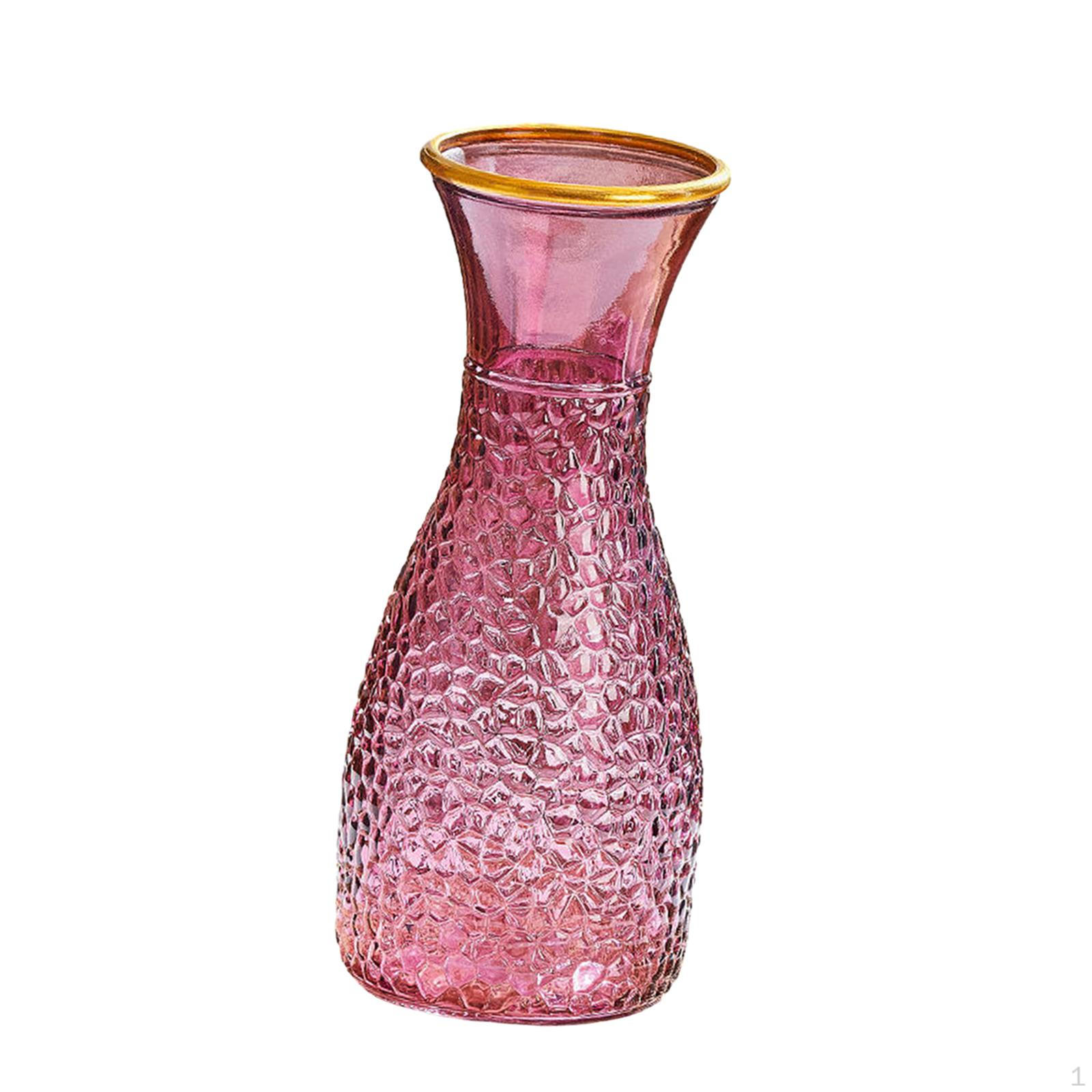 Flower Vase for Plants, Glass Pot Buds, Holder Terrarium And Floral Displays violet red color
