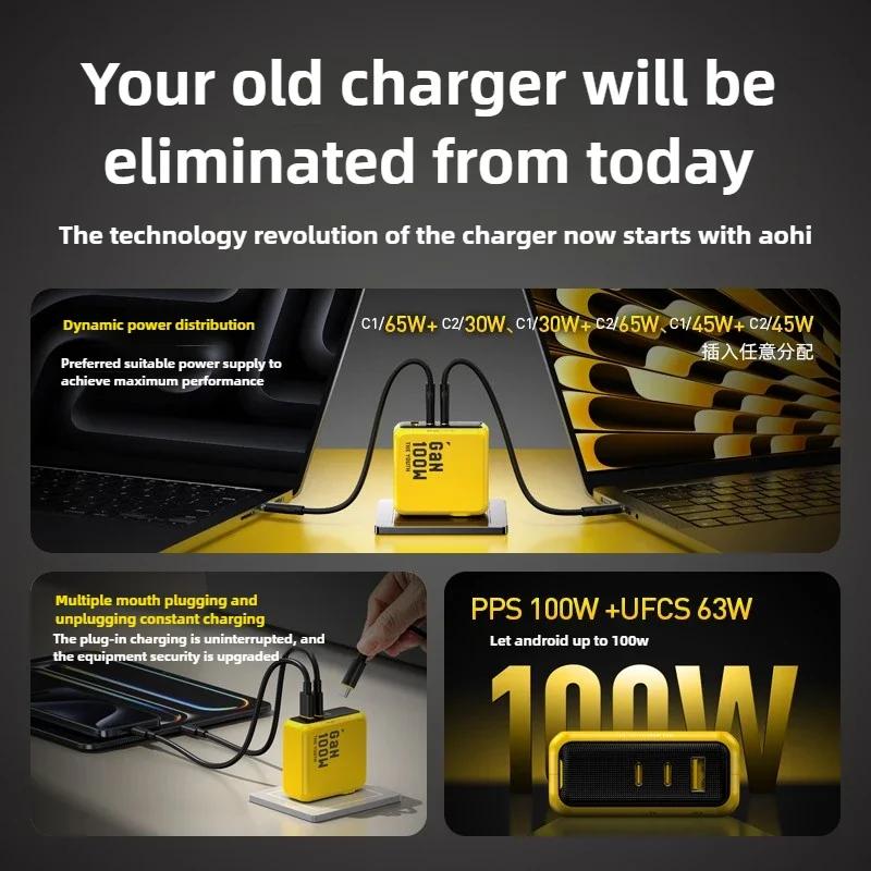 100W GaN Ladegerät Duale Typ-C Schnittstelle Superschnellladung Ladekopf Datenkabelset Geeignet für Mobiltelefone/Notebook