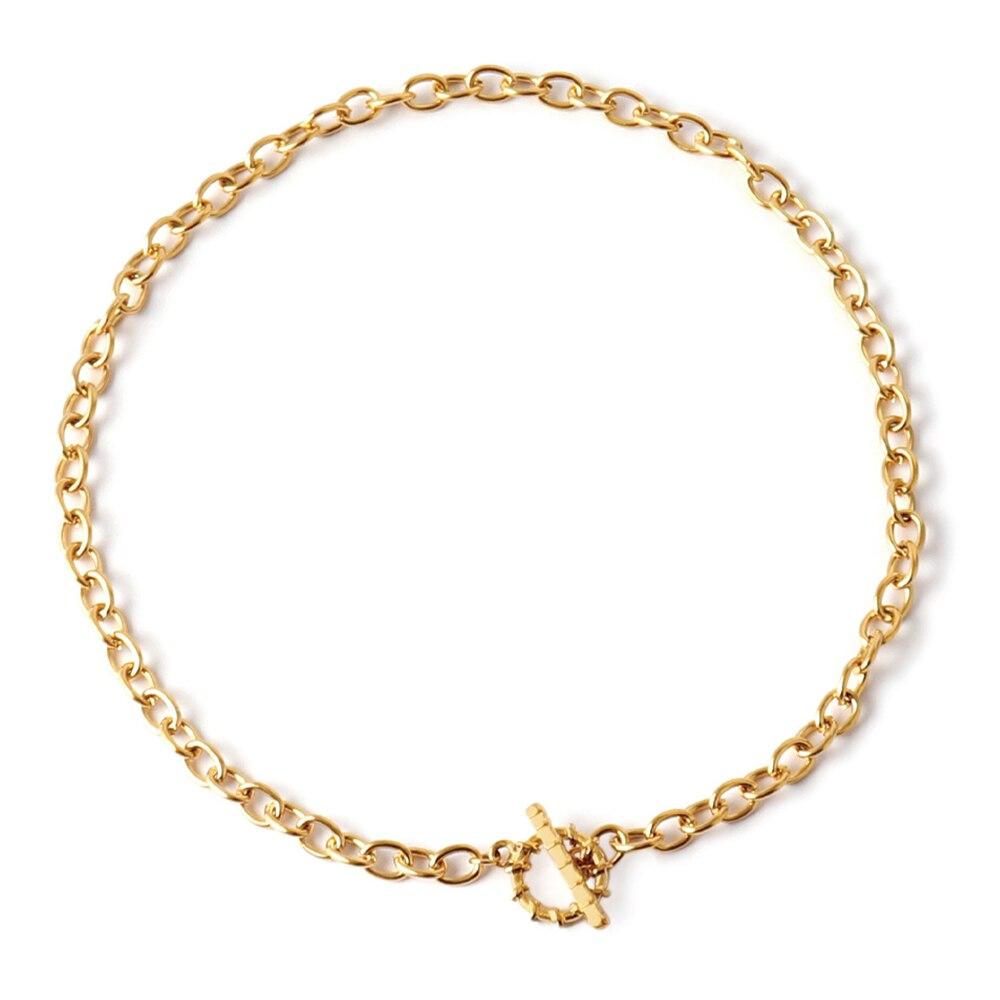 

Ожерелье из нержавеющей стали с пряжкой, чокер в стиле хип-хоп, толстые цепочки для женщин и мужчин, ожерелье с цепочкой из бисера, массивное чокерное украшение