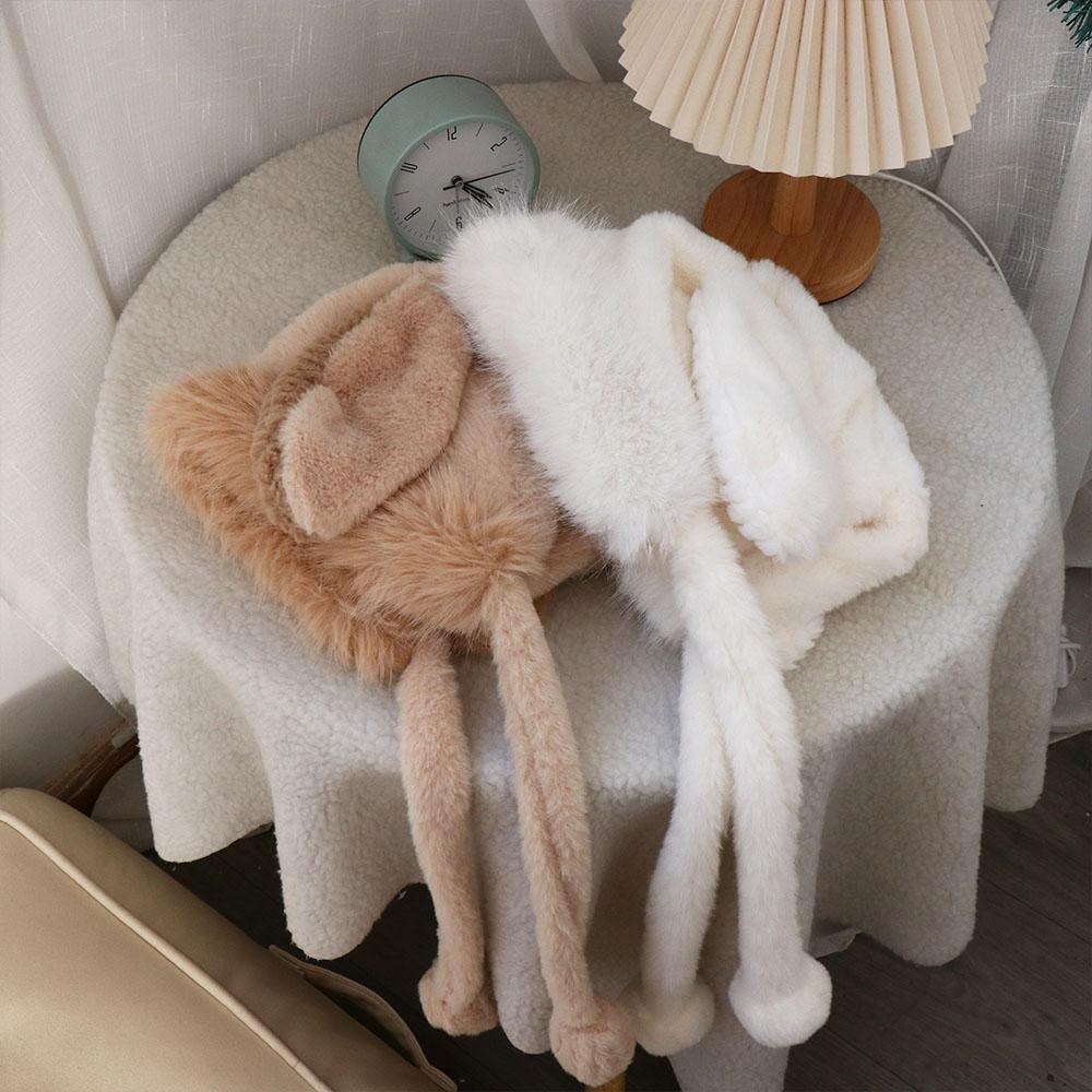 Fluffy Winter Plush Hat Beanie Hat Rabbit Ears Hat Fashion   Outdoor