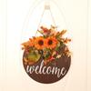 Suspension de Porte Simulation Couleurs d'Automne Décor Thanksgiving Tournesol Chrysanthème Plaque de Porte Paon Tournesol Décor de Porte