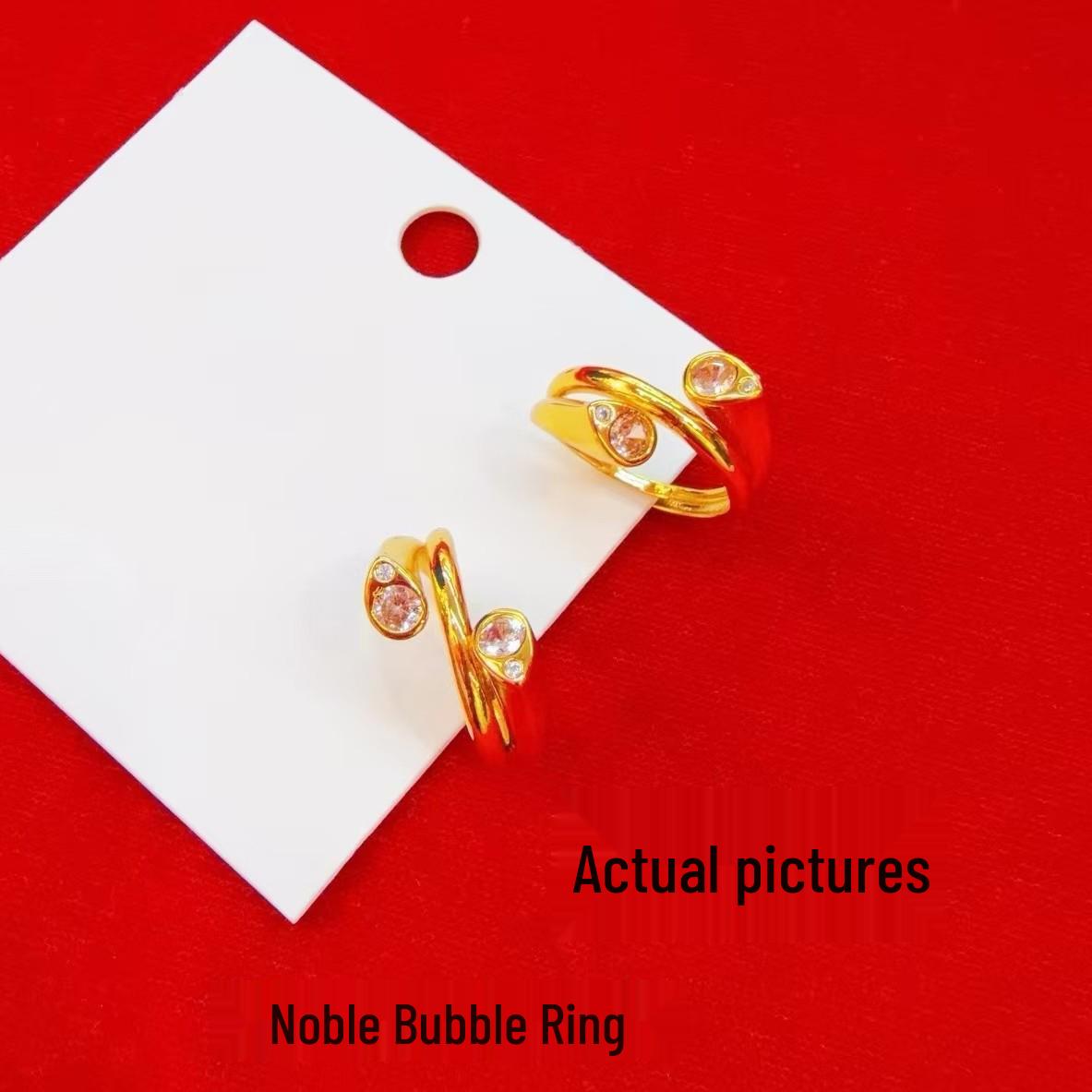 Golden Sand Rhinestone Bubble Ring – Fashionable Multi-Circle Gift for Girlfriend s Birthday