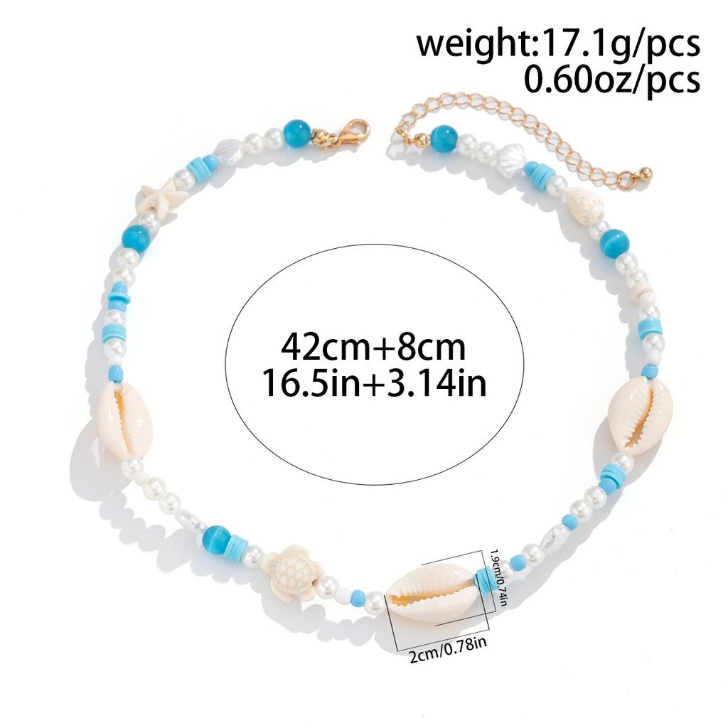 Accessories Beach Ocean Wind Rice Beads Beaded Clavicle Necklace Versatile Starfish Shell Necklace Female