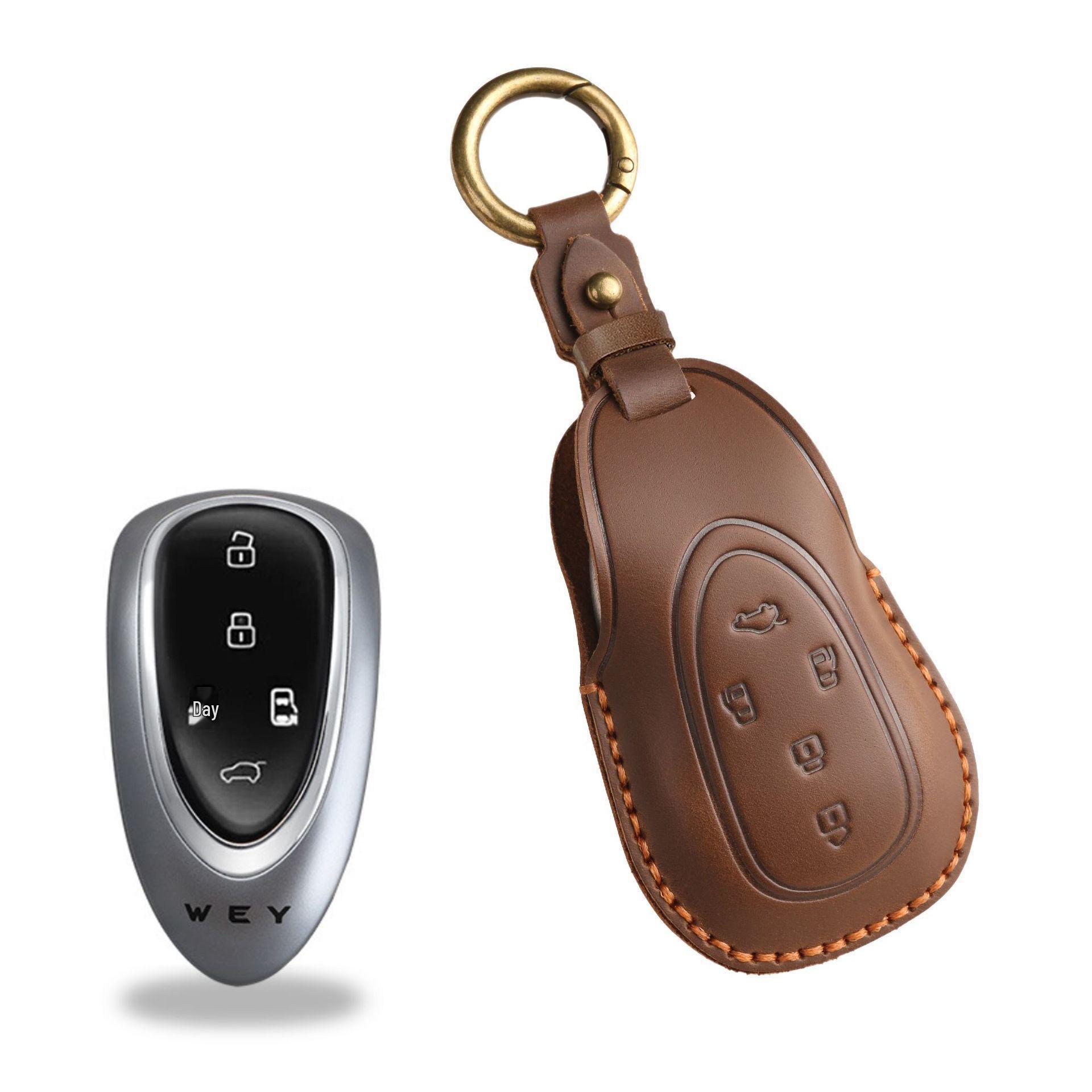 Haval H6 Premium Genuine Leather Car Key Case High-grade Blue