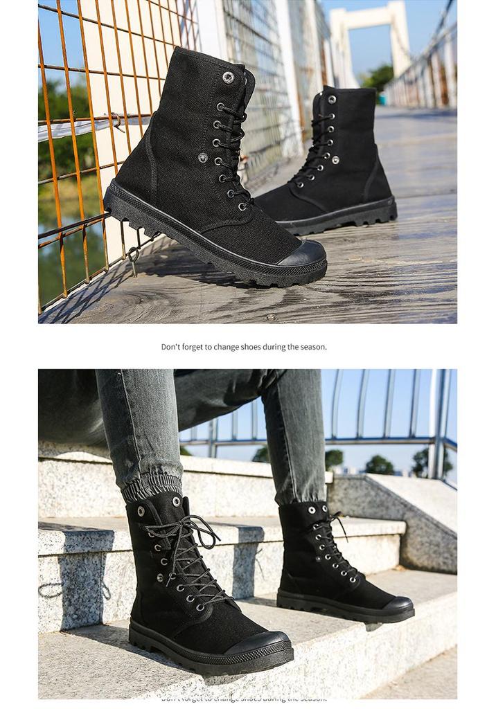 Botas Martin de Lona de Cano Alto com Sola Grossa - Sapatos Esportivos Outdoor da Moda
