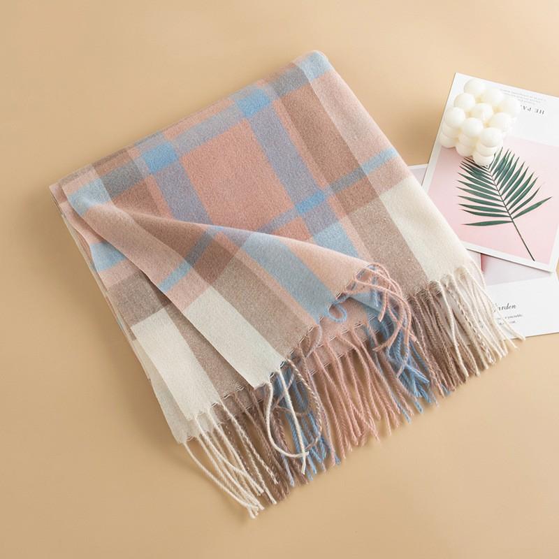 New British Style Imitation Cashmere Tassel Scarf for Girls High End Cold Proof and Warm Scarf