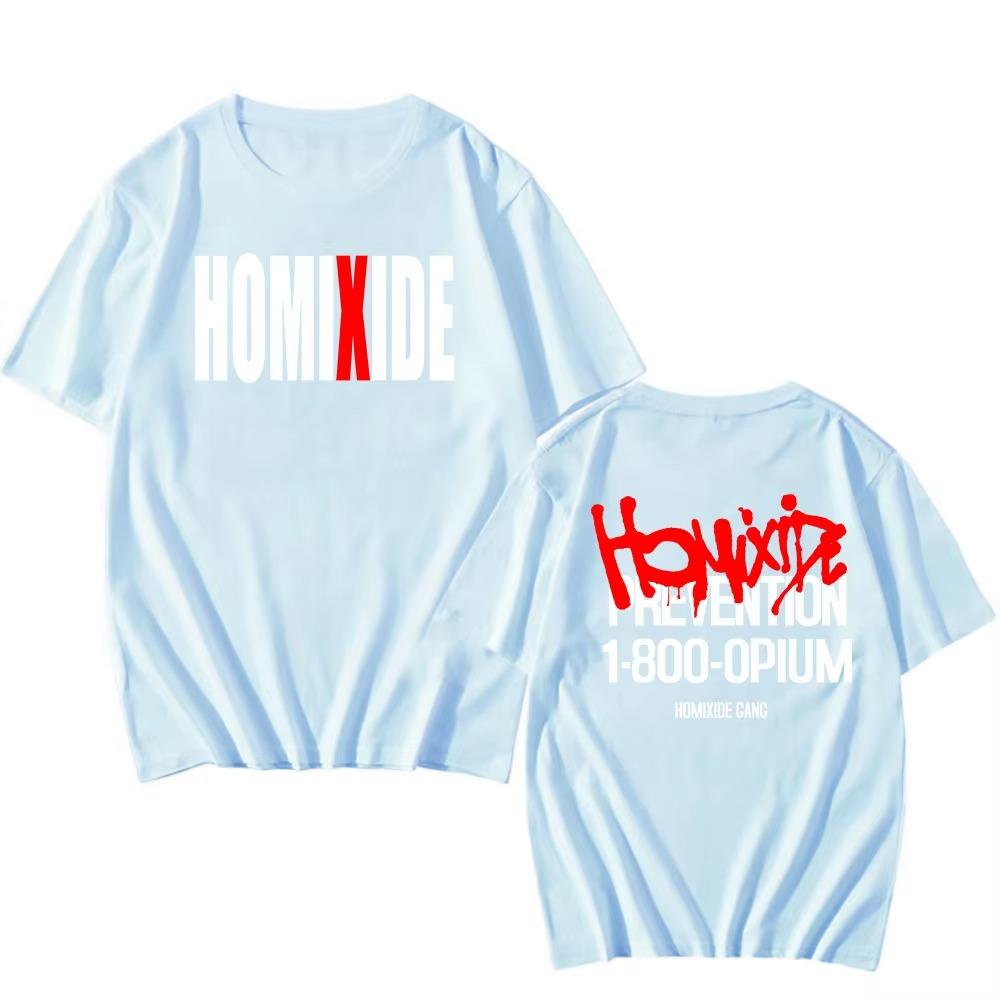 HXG Homixide Gang Tshirts Camisetas Summer  Short Sleeve T-shirt Men Women Clothing Graphic Tee Grunge Print Top