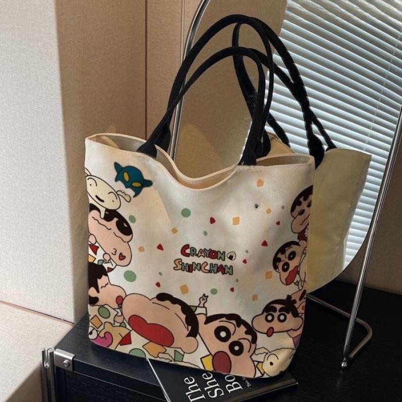 Women's Cartoon Canvas Tote Bag - Large Capacity for Home, School, or Work Commutes