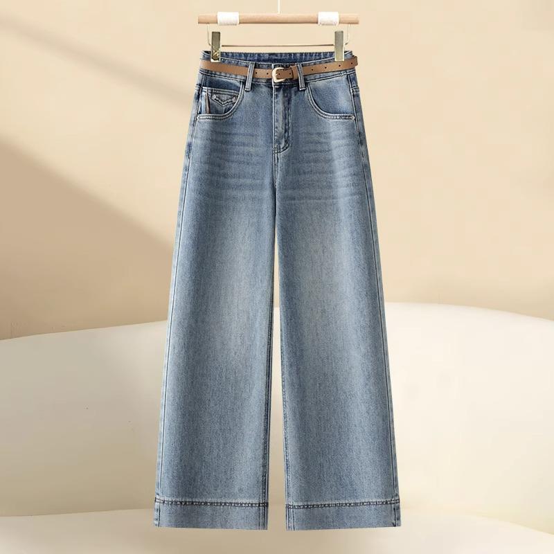 

Women s High-Waisted Wide-Leg Light Blue Jeans - Retro Style Slimming Nine-Point Pants for Spring & Autumn 2025 28/L (105-115 jin)
