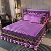 Luxury Winter Crystal Velvet Thicken Quilted Bedspread King Queen Size Flannel Bed Skirt Not Including Pillowcase