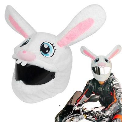 Kryt na motocyklovou helmu, zábavný kreslený plyšový celoobličejový kryt s králíkem/kozou, pokrývka hlavy na motorku, pokrývka hlavy pro motocyklisty, příslušenství