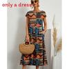 Cotton Linen Floral Print Summer Dress With Round Neck For Women