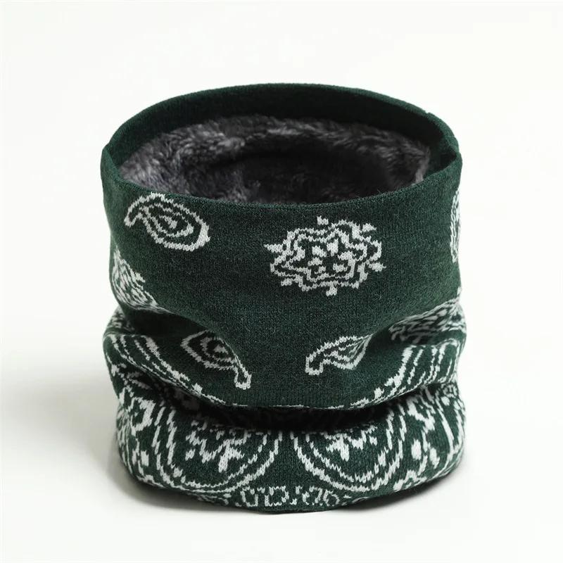 Autumn Winter Neckerchief Women Men Paisley New Warm Neck Set Knitted Fleecing Thick Scarf Soft Ring Neck Guard Bandana Hombre