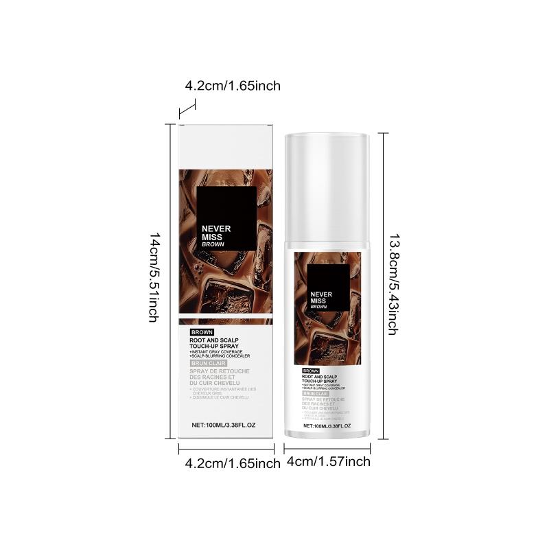 Brown Hair Color Supplement Spray for Root Touch Up Temporary Hair Dye Quick Gray Concealer Easy Rinse for Daily Use