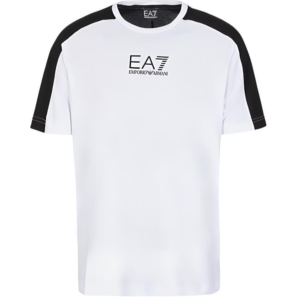 

Emporio Armani Мужская футболка EA7 с цветовыми блоками, круглым вырезом, прямым кроем, коротким рукавом, топ Белый 6RPT15-PJ02Z-1100 M