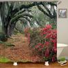 Forest Landscape Shower Curtain Garden 3D Green Plant Tree Natural Scenery Waterproof Polyester Bathroom Curtain Home Decor