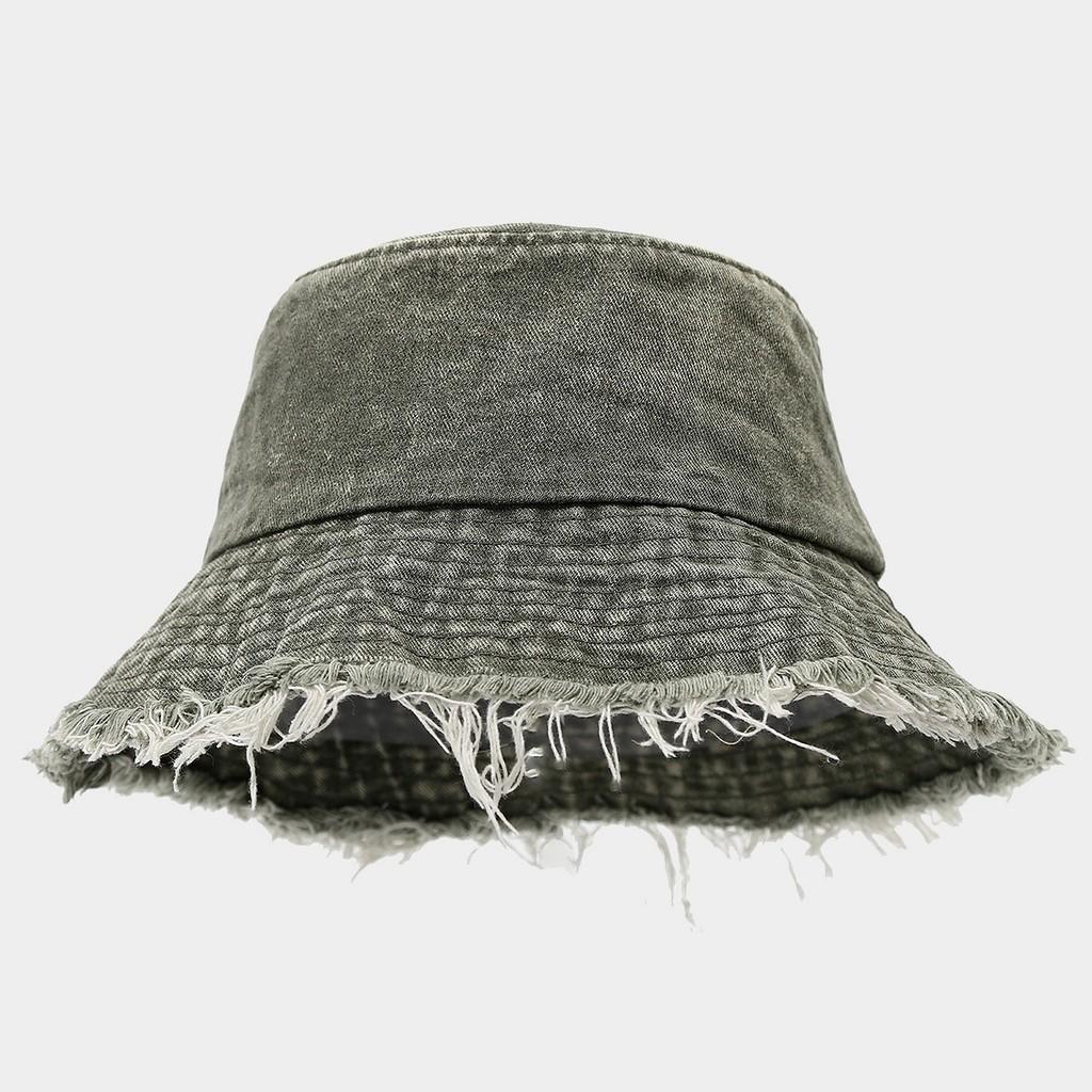 Retro Streetwear Denim Fisherman Hat With Wide Brim For Sun Protection In Summer