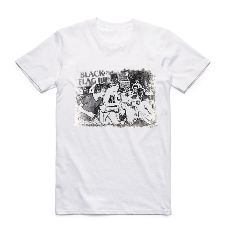 2019Fashion Men Print Black Flag T-shirt Short Sleeve O-Neck Summer Punk Rock Band Henry Rollins Large Bar Casual Top Tee Tshirt