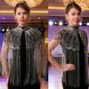 Luxury Long Tassels Indian Shawl with Beadwork And Soft Polyester Fabric Bohemian Fringe Evening Wrap