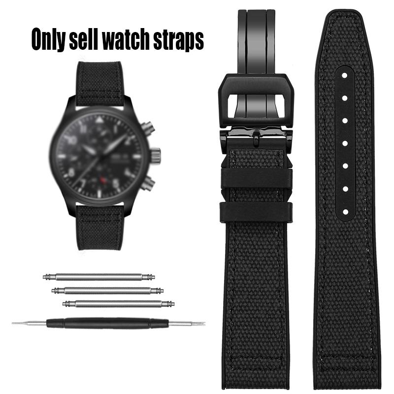 Nylon Rubber Watch Strap For IWC Pilot Spade A Mark 18 Portuguese Blue Band FOLDING CLASP Canvas Men's Watch Chain 20MM Bracelet
